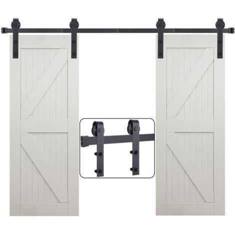 Ulisem 352cm Sliding Door Hardware Kit - Double Barn Door Hanging Set for Bedroom/Garage (1/5)