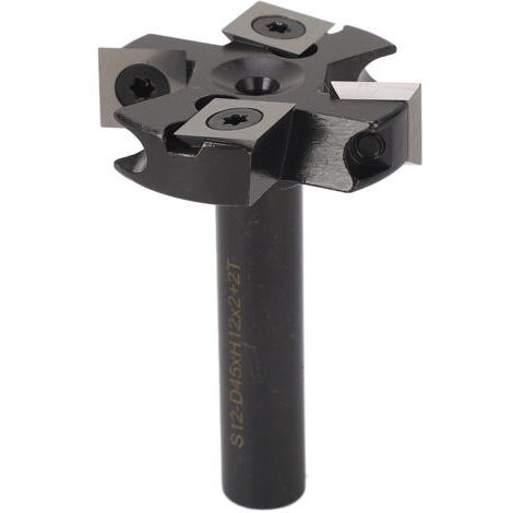 Fraise à surfacer Spoilboard, queue de 12 mm, diamètre de coupe de 1 3/4 po, plaquette de lame indexable à 4 dents