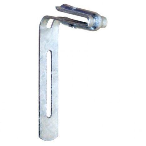 Frenehard – Fixation galva pour crochet de gouttière toiture fibro – Acier galvanisé – Feuillard 25 x 2,5 mm – Angle préformé 15° – Visserie zinguée blanche