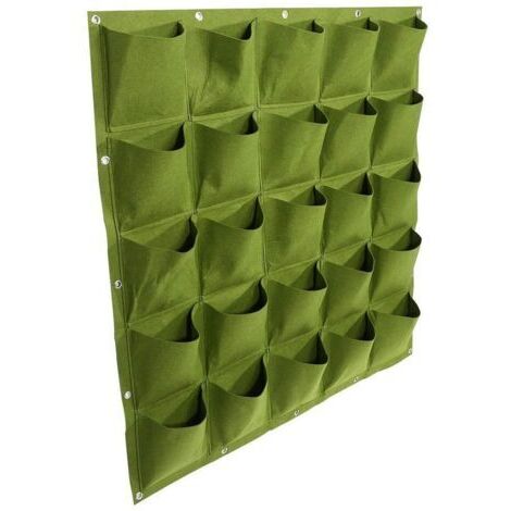25 Pocket Vertical Grow Bag Hanging Flower Pot for Outdoor Garden Decoration (Green) (1/5)