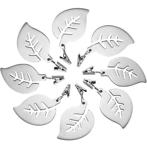 8-Pack Tablecloth Weights, Stainless Steel Hanging Tablecloth Clip, Leaf-Shaped Metal for Dining Table (1/5)
