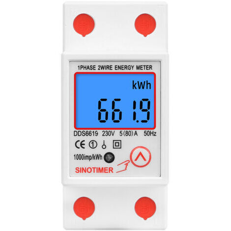 GABRIELLE Sous compteur électrique monophasé, certifié MID, 45A max modulaire, Simple tarif, Affichage LCD (1/5)