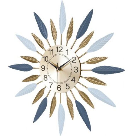 Sunxury – Horloge murale en métal doré 56cm – Design mid-century moderne – Finition antirouille – Mouvement silencieux pour salon et chambre (1/5)