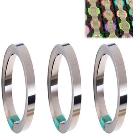 3 Rouleaux Bande De Nickel: Pur Nickel Bande, 0.18mm10M Soudure par Point Bande Nickel Pur Résistance à la Corrosion Soudeuse par Point Ruban en Nickel pour Les Batteries 18650 Batterie de Soudage (1/5)