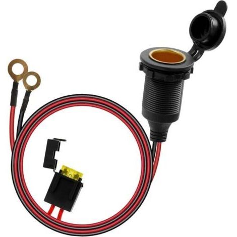 Allume Cigare Socket, Imperméable Prise Allume-Cigare 12V-24V pour Bateau, Moto, Voiture, 1 m 14 AWG Allume cigare câble rallonge prise avec Porte-fusible à Lame (1/5)