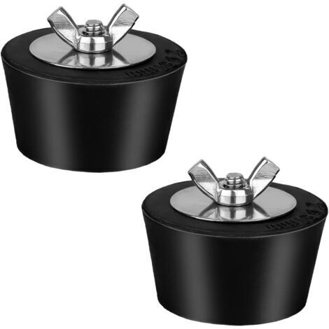Lot de 2 bouchons d'hivernage en caoutchouc de 38 mm pour piscine enterrée, bouchon de refoulement, bouchon anti-expansion avec vis et boulons en acier inoxydable
