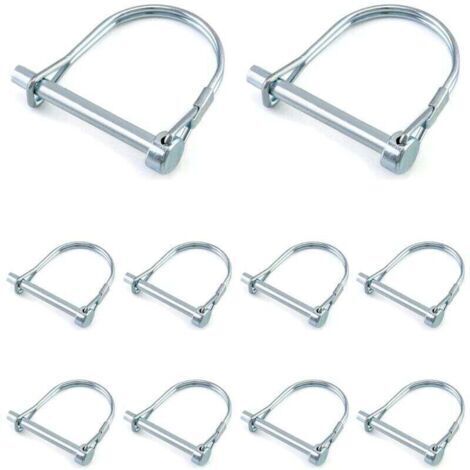10 Pcs Goupille de Verrouillage Forme D, Goupille Securite en Acier au Carbone Galvanisé pour Jardin Pelouse Remorques - 6 x 50 mm (1/5)