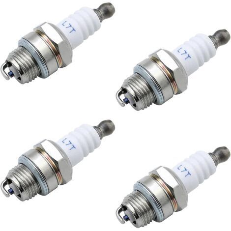 Lot de 4 bougies dallumage L7T pour moteurs 2 temps- compatibles avec les débroussailleuses, tondeuses à gazon, coupe-haies, motoculteurs et tronçonneuses (1/5)
