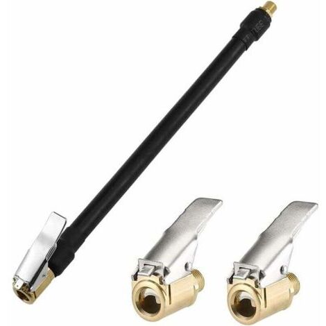 Tuyau de Gonflage de Pneu 20 cm Noir Flexible de Gonflage d'air Tuyau d'air du Pneu avec 2 Gonfleur Pompe Tuyau Adaptateur pour Gonfler Les Pneus de Voiture (1/5)