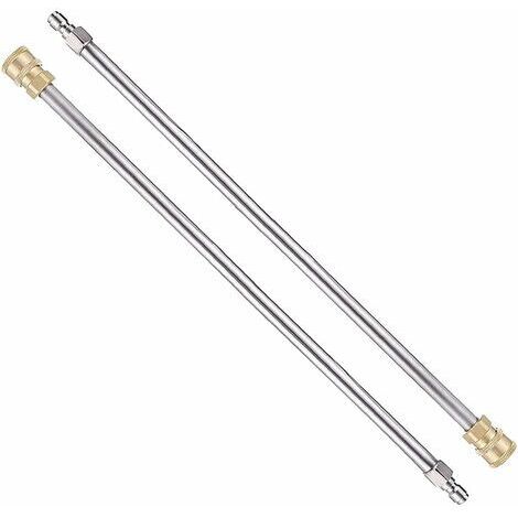 Lot de 2 rallonges nettoyeur haute pression 17″ – Acier inoxydable – Pression max 5000 PSI – Raccord rapide 1/4 pour pistolet