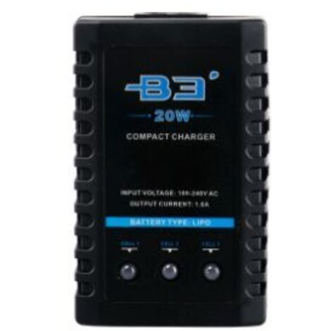 B3 20W 1.6A Pro Balance Charger for 2S 3S 7.4V 11.1V Lithium LiPo Battery Mini Portable RC Airplane Charger - Black (1/5)