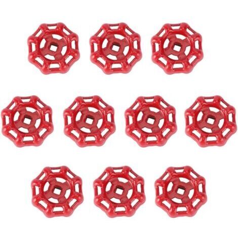 Vanne Volant Fer Vanne à Bille Vanne D'arrêt Robinet Tuyau D'eau Partie Supérieure Poignée 6x6mm (Rouge)-10PCS GROOFOO