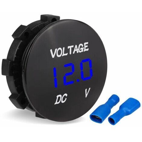 Voltmètre Moto, Voiture Moto Led Affichage Numérique Voltmètre Dc Voltmètre 12V-24V pour Bateau Moto Camion Marine (Bleu) (1/5)