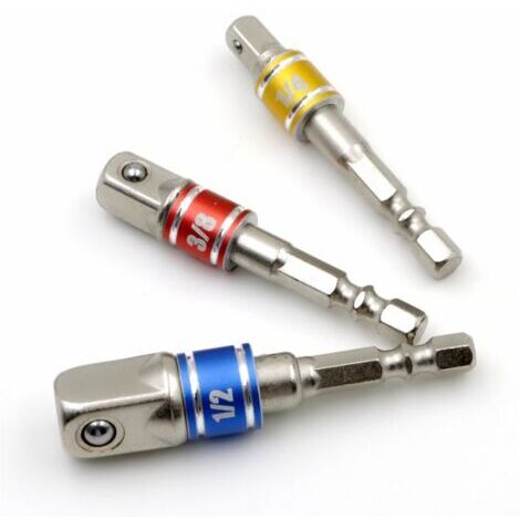 Lot de 3 adaptateurs de douilles à choc pour tourne-écrous 1/4"et 3/8" et 1/2" (1/5)