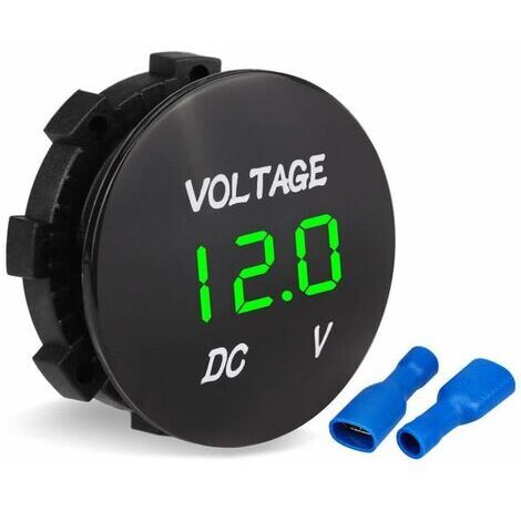 Voltmètre numérique LED DC 12 V-24 V pour voiture, moto, voiture, camion, bateau (lumière verte) (1/5)
