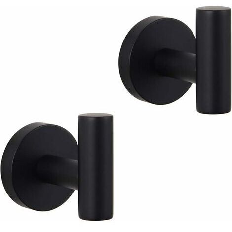 Bathroom Matte Black Coat Hook SUS 304 Stainless Steel Single Towel/Robe Clothes Hook for Bath Kitchen Contemporary Hotel Style Wall Mounted 2 Pack (1/5)