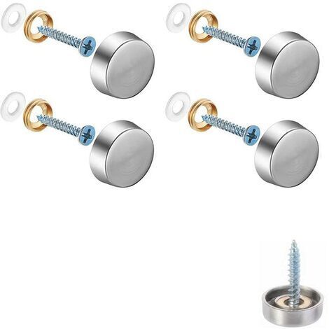 Lot de 4 vis décoratives pour miroir, capuchons décoratifs pour clous, vis décoratives en acier inoxydable poli pour miroirs, armoires ou meubles en verre(0,63"/16 mm) (1/5)