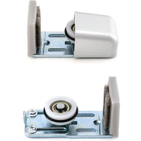 Porte Guide Inférieur, ajustable guide de plancher, roues anti-rayures avec roulement à billes, pour porte coulissante à cadre, argent, 2 pièces(Gamme de réglage:10mm-35mm) (1/5)