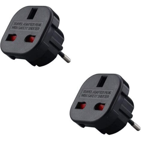 Lot de 2 adaptateurs prise anglaise vers France – Type G vers Type C – Léger et compact – Protection contre surtensions (1/5)
