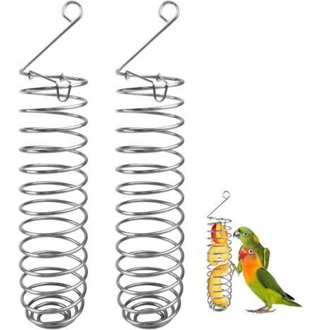 Perroquet Oiseau Panier à Nourriture Acier Inoxydable Perroquet Pendaison Distributeur de Fruits Support de Légume Millet, Oiseaux Cage Alimentation Accessoires pour Perruches Conure Aras (2 PCS)