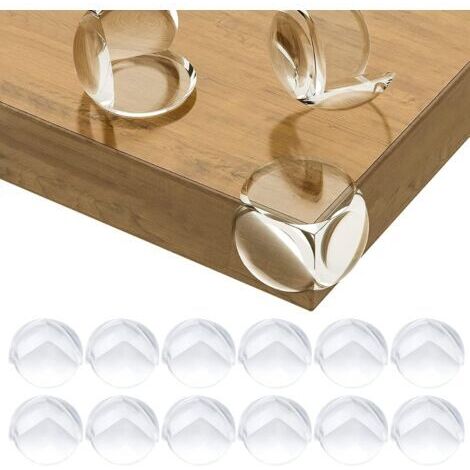 Protections Coin de Table pour Bébé, Protections d'angle pour Meuble Sécurité Enfant pour Bureau, Berceau, Cheminée, Table, Coins & Bords Molles + sans Danger Rondes Pack de 12 Transparent (1/5)