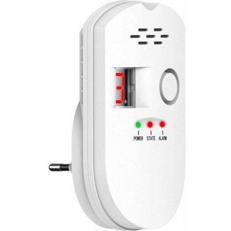 Détecteur de gaz 85 dB Gaz de ville Gaz naturel GPL Propane GPL Alarmes de gaz Alarme de gaz enfichable avec alarme lumineuse clignotante et affichage numérique pour la maison, la cuisin (1/5)