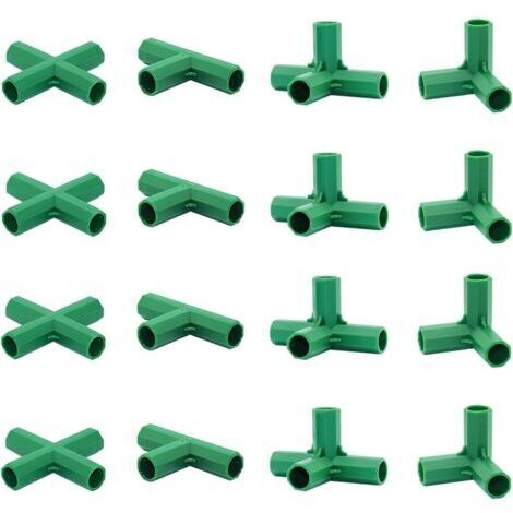 Lot de 16 raccords de 16 mm 4 types de support stable robuste pour cadre de serre Convient pour treillis de raisin, écran solaire, abri de jardin (1/5)