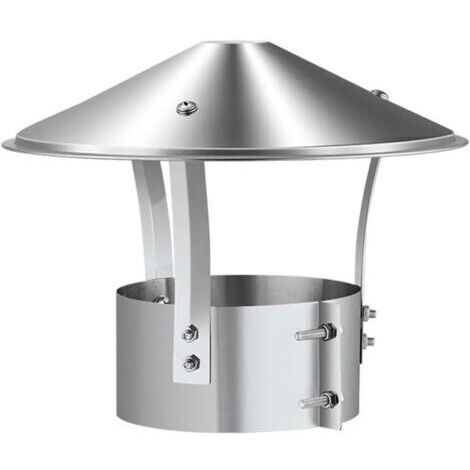 Chapeau de cheminée en acier inoxydable 125mm – Argent brillant – Évacuation fluide des fumées – Protection contre débris et intempéries