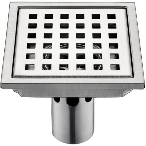 Siphon de sol en acier inoxydable, 1 pièceFiltre carré avec tuyaud'évacuation en acier inoxydableAnti-odeurs, antirefoulement, étanche11 × 11 cm, 11 mètres cubes (1/5)
