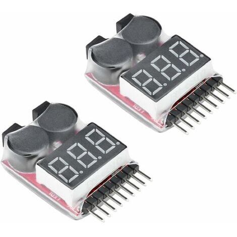 RC 1-8s Lipo Testeur de Batterie Moniteur Sonnerie Basse Tension Alarme Vérificateur de Tension avec Indicateur LED pour Lipo Life LiMn Batterie Li-ION (2PCS) (1/5)