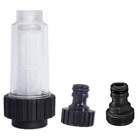 Filtre à eau pour nettoyeurs haute pression Raccord 3/4" avec 2 raccords enfichables Filtre anti-sable pour pompes à eau Compatible avec Kärcher K2-K7 pour pompes de jardin. (1/2)