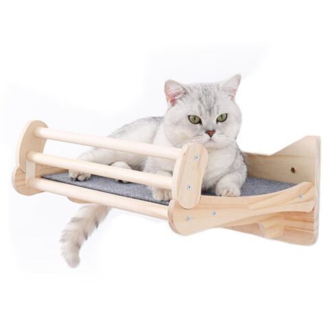 Parcours mural pour chat, éléments muraux en pin avec panier et tapis à griffer – Mur d'escalade pour chat (1/5)
