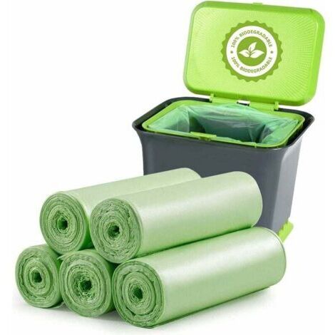 100 PCS poubelles biodégradables, sacs poubelles compostables biodégradables de 20 L d'épaisseur pour la nourriture, la maison, la cuisine, le bureau, les déchets de jardin pour animau (1/5)