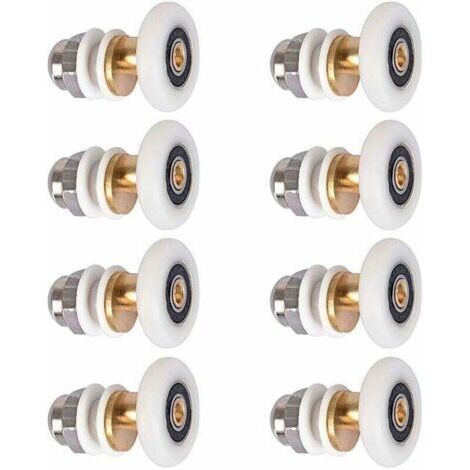 Roulette Porte Douche, Roulettes de Porte Coulissante Cabine de Douche Porte Poulies Roue de Rechange pour Rouleau avec Diamètre de Roues 27mm, 8 Pièces (1/5)