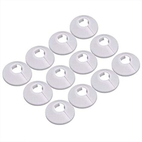 12 Pcs Cache Tuyau, Cache Tuyau Plomberie Collier Radiateur, Manchon Radiateur Pour Tuyau Rosace Ronde Blanche Diamètre De 15 Mm (Blanc) (1/5)