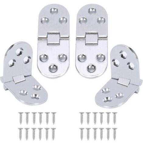 4Pcs Charnières Pliantes en Alliage de Zinc, 180 Degrés pour Table et Cabinet, Invisible avec Vis - Argent (1/5)