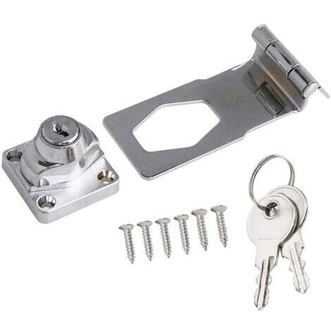 Clé de 2,5 Pouces avec Cadenas et Serrure, Verrouillage Métallique pour Portes, Armoires et Tiroirs (Argent) (1/5)
