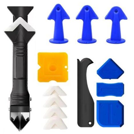 3 en 1 Silicone Grattage à joint Kit d'outils de calfeutrage en silicone pour enlever le calfeutrage Buse d'étalement Applicateur de mastic et outils de finition (1/5)