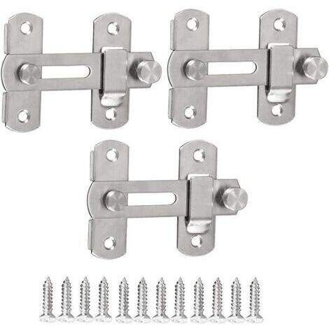 3 pièces Loquet à Angle Droit, Verrou de Sécurité pour Porte Coulissante et Cage d'Animaux (1/5)
