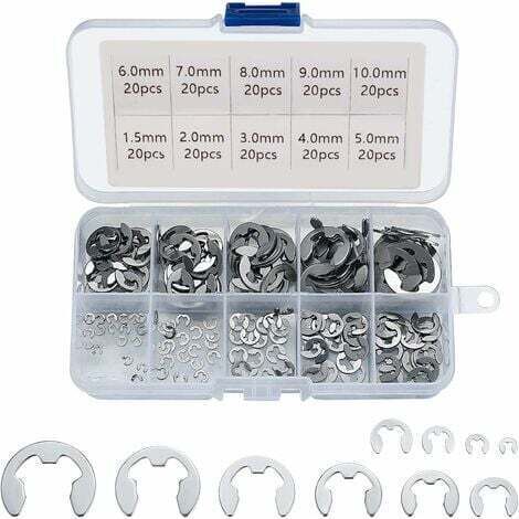 E Clip Anneau 304 Inox Circlips Exterieur Assortiment De Circlips 1.5/2/3/4/5/6/7/8/9/10Mm Divers Usages 200Pcs (1/5)