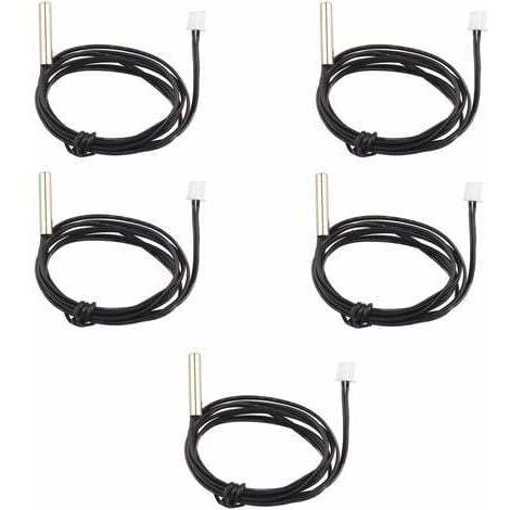 Lot de 5 sondes de capteur de température étanches NTC 10 K 1 % 3950 Thermistor, câble d'extension de 1 m, détecteur de température, jauge pour climatiseurs de voiture/réfrigérateurs