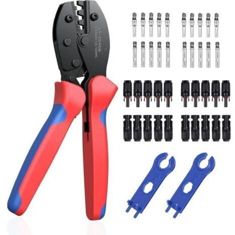 Pince à Sertir Solaire Kit Pour CâBle , Outils à Sertir Solaires Pour CâBl , Panneau Solaire 2.5/4.0/6.0mm²+20pcs Mc4 MâLe Connecteur CâBle De Panneau Solaire Femelle+1paire Connecteur De Solaire Mc4 (1/4)