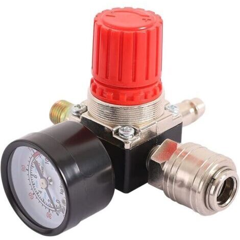 Régulateur de Pression du Compresseur d'air 1/4" Détendeur Pneumatique,Valve de Régulation de Pression Avec Raccord 180psi 12bar(Valve à quatre voie) (1/5)