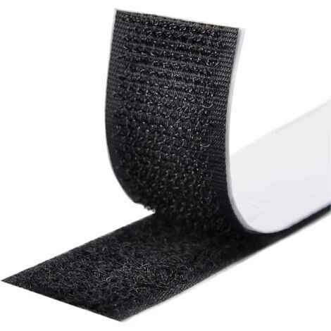 Rubans Adhésifs 5M,Bande Agrippantes Adhésives,Bande Adhésives Ruban Scratch Hook Loop Bande Adhésives Autoadhé pour Tous Les Types D'installations Cadre Photo 16mm (Noir)