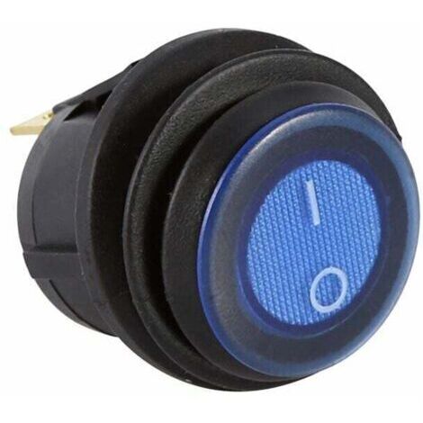 grand interrupteur d'éclairage à bascule, 12 V LED Dot Light Car Boat Round Rocker ON/OFF SPST interrupteur bleu