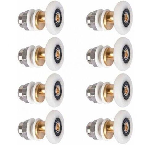 8 Pièces Roulette Porte Douche Roulettes de Porte Coulissante Cabine de Douche Porte Poulies Roue de Rechange pour Rouleau avec Diamètre de Roues 25mm (1/5)