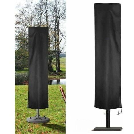 Housse Parasol Déporté Jardin en 210D Oxford Imperméable, Couverture pour Parasol Jardin, Housse de Protection Parasol Déporté Anti-UV/Poussière/Pluie/Vent (240x57x57cm, Noir)-,de