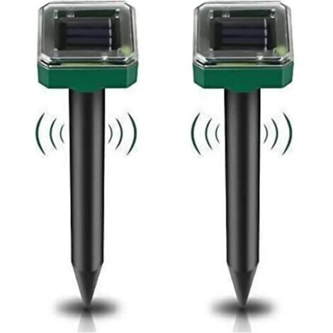 Lot de 2 répulsifs anti-taupes à énergie solaire pour jardin, répulsif antiparasitaire étanche IP65 pour gopher, campagnol et serpent – Répulsif animal haute sensibilité pour pelouse, jardin, cour
