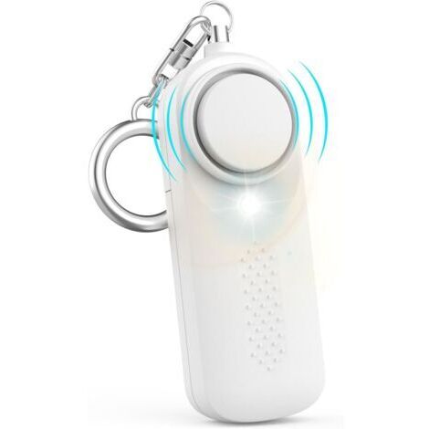 Sirène d'alarme personnelle, 130 dB, avec porte-clés lumineux LED, pour enfants, femmes et étudiants seniors (blanc) (1/5)
