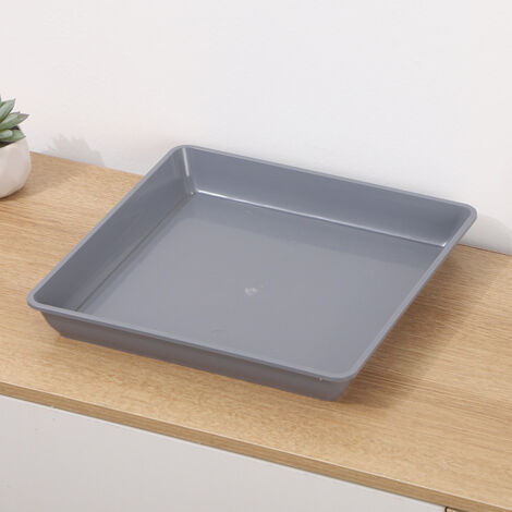 Bac à plantes en plastique gris 1515cm bac à égouttement carré bac à fleurs adapté à l'intérieur et à l'extérieur, 2 pièces